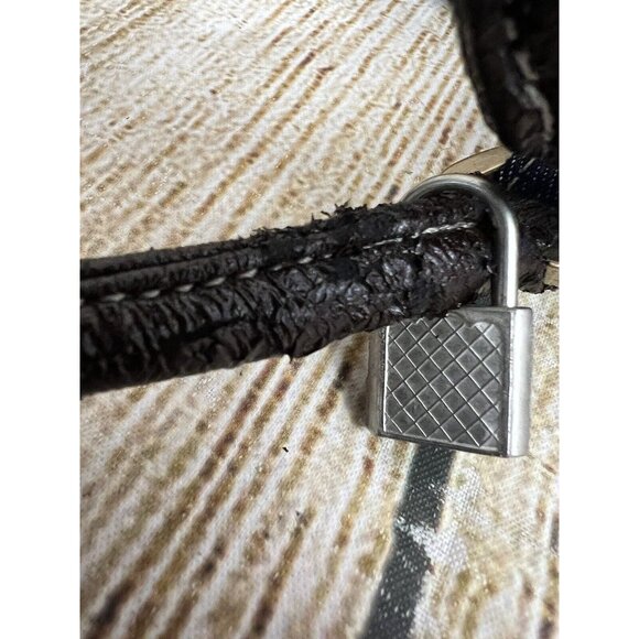 Vtg Y2K Small Denim Handbag Faux Leather Lace Up Front Blue Jean Shoulder Bag - Picture 12 of 15